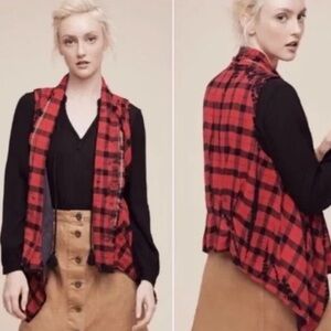 Anthro Buffalo plaid tie dye vest